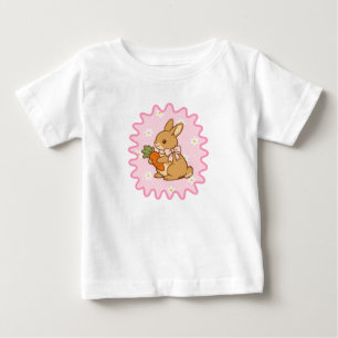 T-shirt Pour Bébé Lapin Mignon Carotte Fleurs de Printemps 