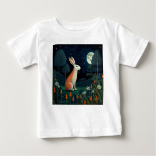 T-shirt Pour Bébé Lapin orange et blanc au clair de lune