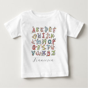 T-shirt Pour Bébé Lapins de l'alphabet, papillons, fées et fleurs