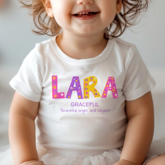 T-shirt Pour Bébé Lara Girls nom signifiant étoile rose violet