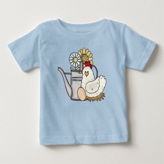 T-shirt Pour Bébé L'arrosage du poulet peut tournesol Daisy Kid's (Devant)