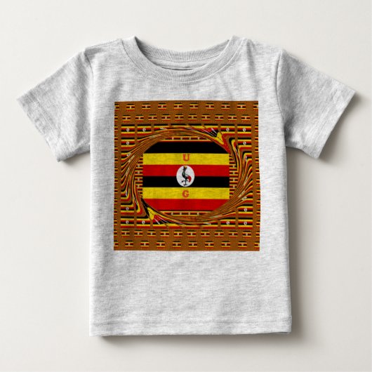 T-shirt Pour Bébé L'Art Vibrant Ouganda Inspiré Du Drapeau (Devant)