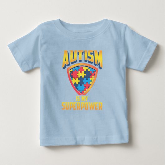 T-shirt Pour Bébé L'autisme est ma superpuissance puzzle pièces (Devant)
