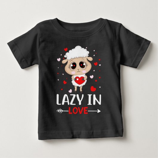T-shirt Pour Bébé Lazy in Love Sheep pour célibataires de la Saint-V (Devant)