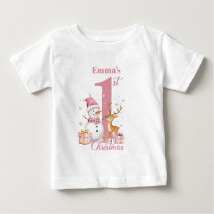 T-shirt Pour Bébé Le 1er Noël de bébé personnalisé Filles