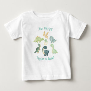 T-shirt Pour Bébé Le Bébé Est Là ! Cute Dinosaur Personnalisé