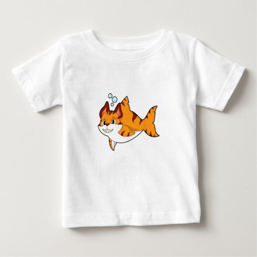 T-shirt Pour Bébé Le chat tigre comme requin dans l'eau.PNG (Devant)