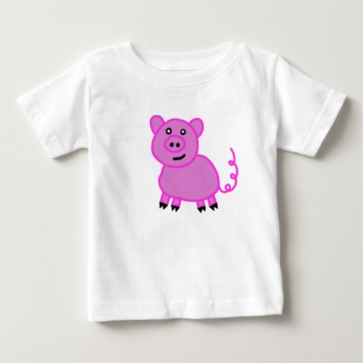 T-shirt Pour Bébé Le Cochon Rose Mignon à Longue Queue (Devant)