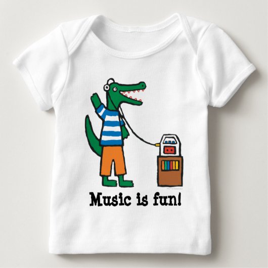T-shirt Pour Bébé Le crocodile frais écoute la musique (Devant)