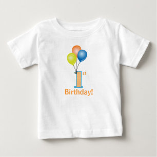 T-shirt Pour Bébé Le ęr anniversaire de l'enfant coloré de ballons