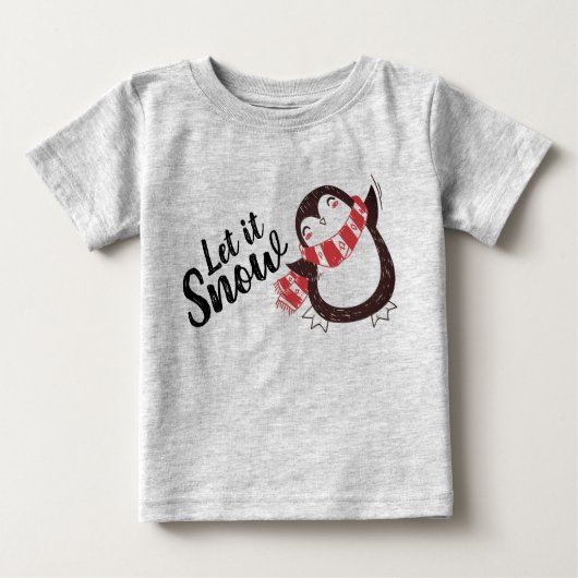 T-shirt Pour Bébé Le mignon pingouin laisse neiger Noël (Devant)