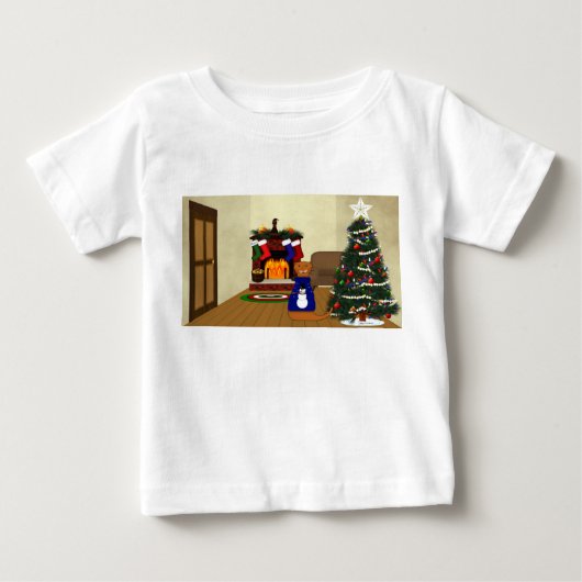 T-shirt Pour Bébé Le Noël d'Oliver la loutre (Devant)