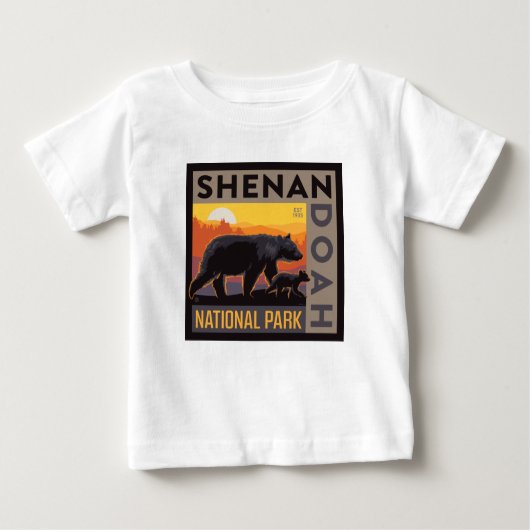 T-shirt Pour Bébé Le Parc national de Shenandoah | Mama Bear & Cubs (Devant)