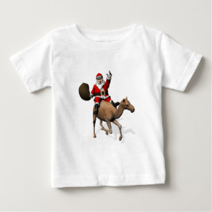 T-shirt Pour Bébé Le Père Noël En Train De Monter Un Chameau