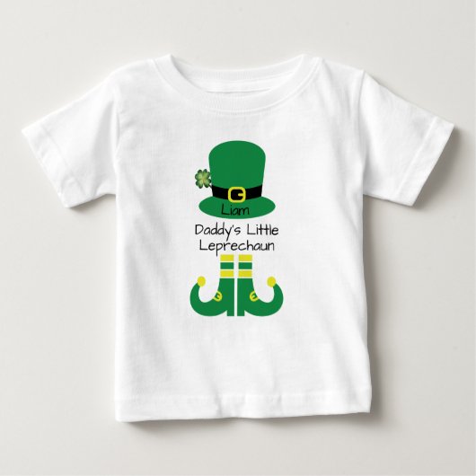 T-shirt Pour Bébé Le petit Leprechaun de papa personnalisé (Devant)