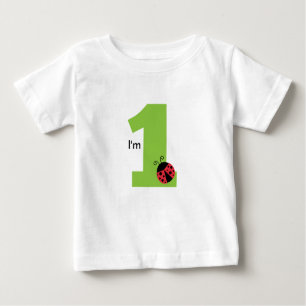 T-shirt Pour Bébé Le premier anniversaire, j'ai un ans, coccinelle