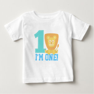 T-shirt Pour Bébé Le premier anniversaire, j'ai un ans, lion mignon