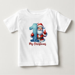 T-shirt Pour Bébé Le premier Noël de bébé avec le Père Noël