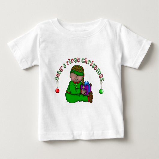 T-shirt Pour Bébé Le premier Noël de bébé Elfe bébé (AA2) (Devant)