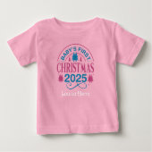 T-shirt Pour Bébé Le premier Noël de bébé fille rose (Devant)