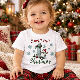 T-shirt Pour Bébé Le premier Noël de bébé personnalisé Bonhomme de n