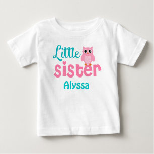 T-shirt Pour Bébé Le rose Teal de petite soeur a personnalisé la