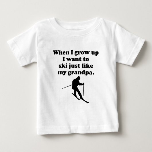 T-shirt Pour Bébé Le ski aiment mon grand-papa (Devant)