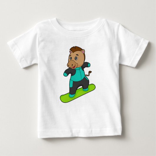 T-shirt Pour Bébé Le snowboarder de Horse (Devant)