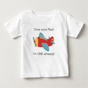 T-shirt Pour Bébé Le temps vole, avion mignon, je suis un, le ęr