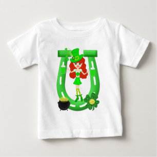 T-shirt Pour Bébé Leprechaun fille à tête rouge de St Pat's Day