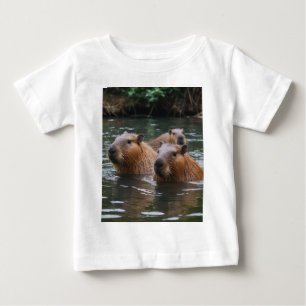 T-shirt Pour Bébé Les capybaras nagent dans la rivière,