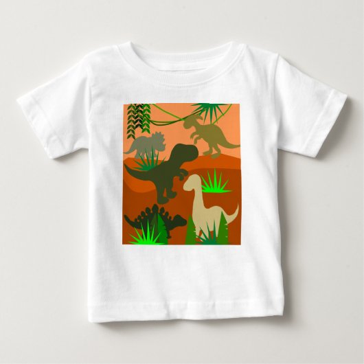 T-shirt Pour Bébé Les dinosaures dans la nature (Devant)