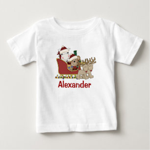 T-shirt Pour Bébé Les enfants ont personnalisé Noël Père Noël Sleigh