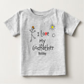 T-shirt Pour Bébé Les mignons garçons J'aime Mon Parrain Bébé Tee (Devant)