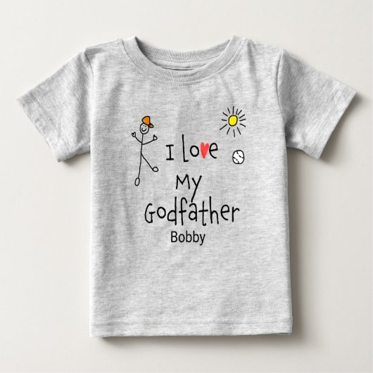 T-shirt Pour Bébé Les mignons garçons J'aime Mon Parrain Bébé Tee (Devant)