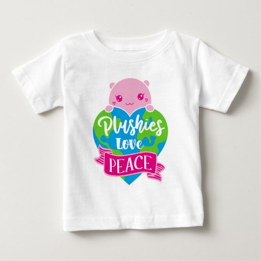 T-shirt Pour Bébé Les Plushies aiment la paix | Cute Kawaii Coeur Te (Devant)