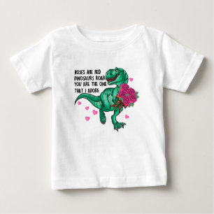 T-shirt Pour Bébé Les roses sont Red Funny Dinosaur Saint Valentin