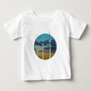 T-shirt Pour Bébé Les turbines de vent ont peint le ciel