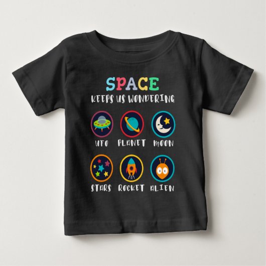 T-shirt Pour Bébé L'espace nous fait nous poser des questions (Devant)