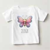 T-shirt Pour Bébé L'esthétique mignonne des filles Papillon rose et  (Devant)