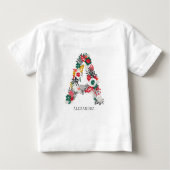 T-shirt Pour Bébé Lettre A | Monogramme de lettre florale fantaisist (Dos)
