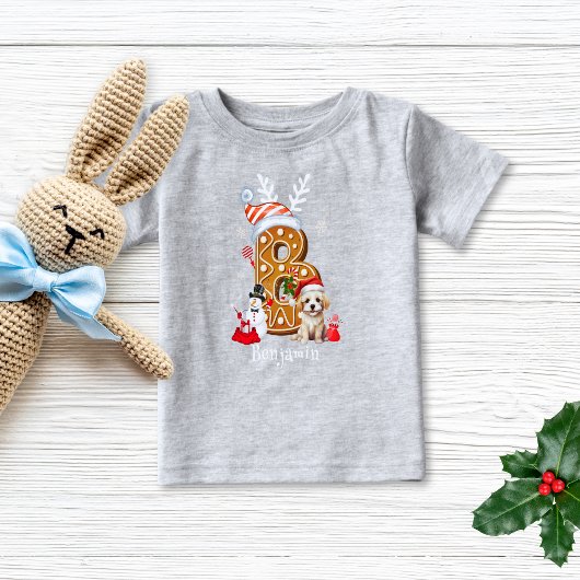 T-shirt Pour Bébé Lettre B Boy en pain d'épice de Noël