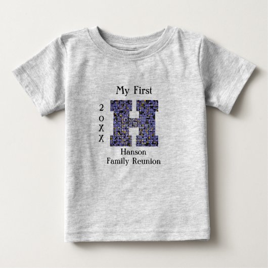 T-shirt Pour Bébé Lettre mosaïque H Nom Monogramme (Devant)