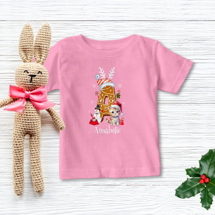 T-shirt Pour Bébé Lettre pain d'épices de Noël Père Noël Monogramme 