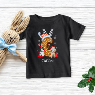 T-shirt Pour Bébé Lettre pain d'épices Père Noël Festive C Boy