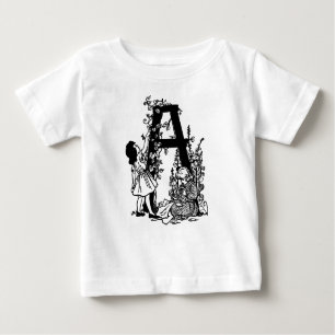 T-shirt Pour Bébé LETTRE vintage Alphabet A Fleurs filles victorienn