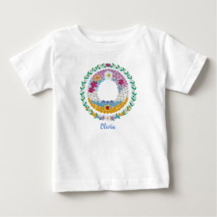 T-shirt Pour Bébé Lettres de fleurs "O" initiales avec nom personnal