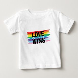 T-shirt Pour Bébé LGBTQIA L'amour gagne toujours Rainbow Pride Cool