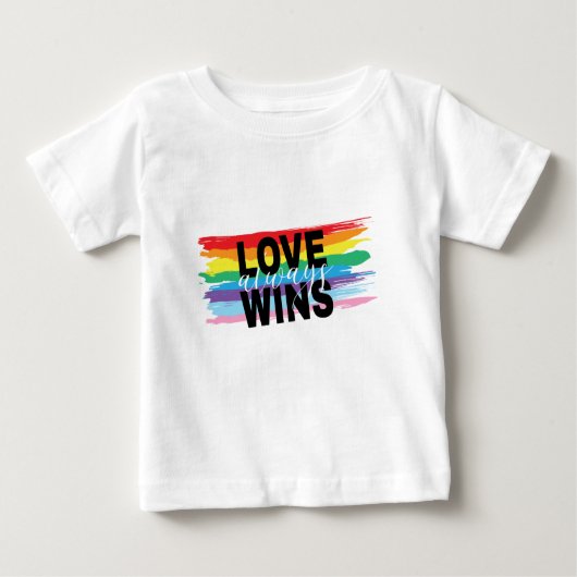 T-shirt Pour Bébé LGBTQIA L'amour gagne toujours Rainbow Pride Cool (Devant)