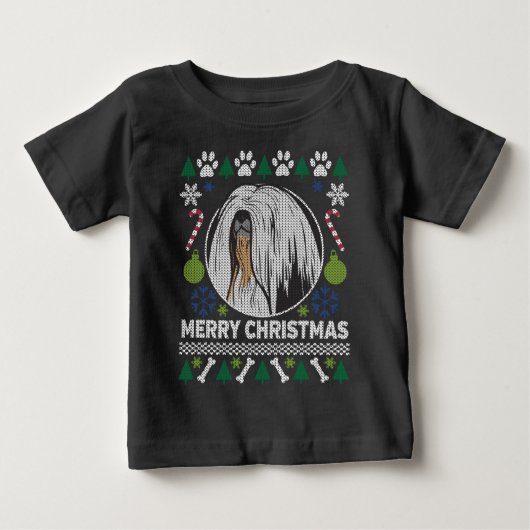 T-shirt Pour Bébé Lhasa Apso Chien race laide pull de Noël (Devant)